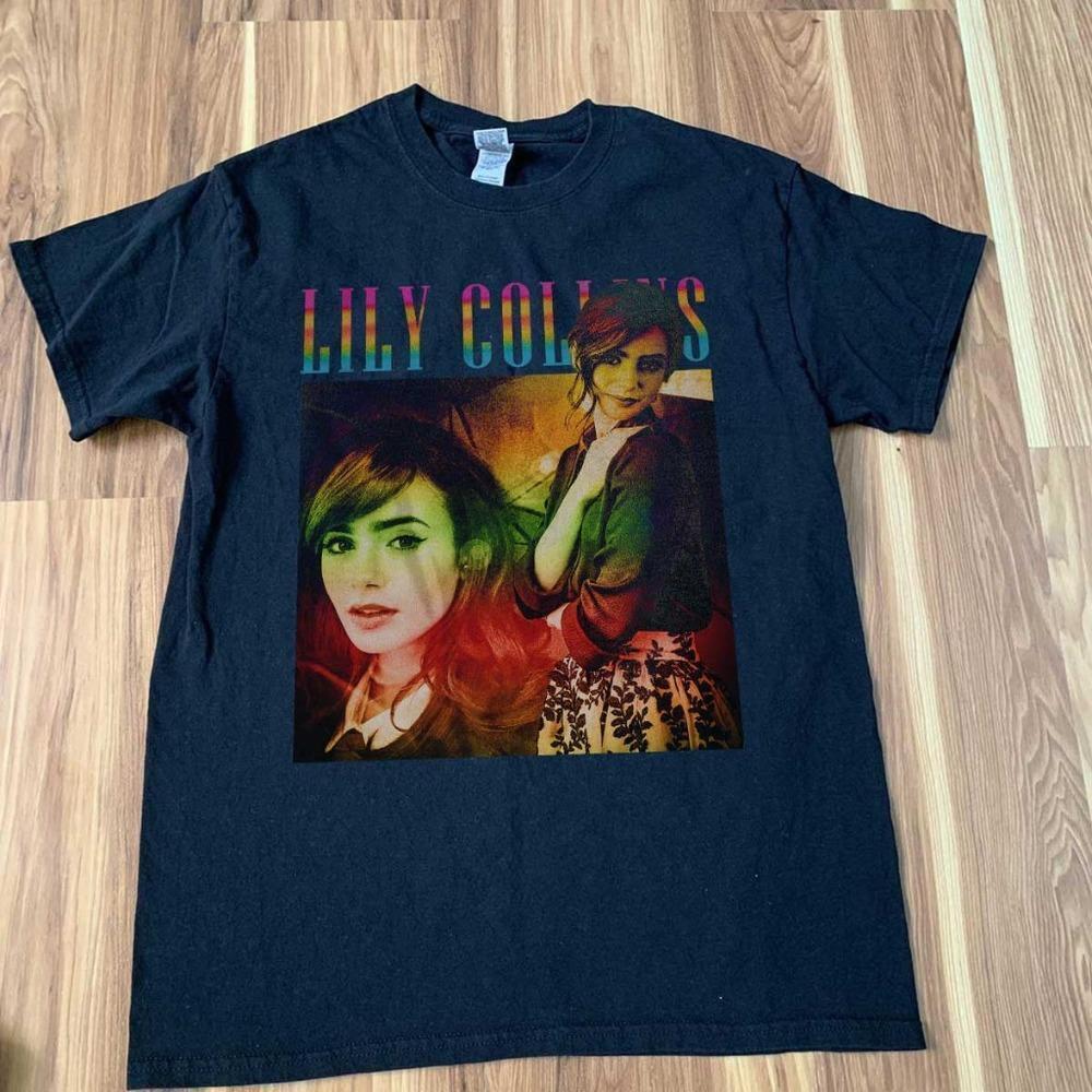 Lily Collins - Unisex Black T-Shirt